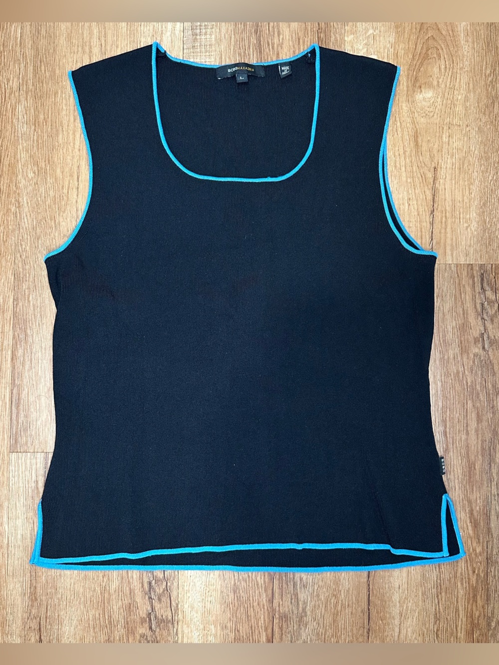 BCBGMaxAzria Black Camisole with Teal Trim